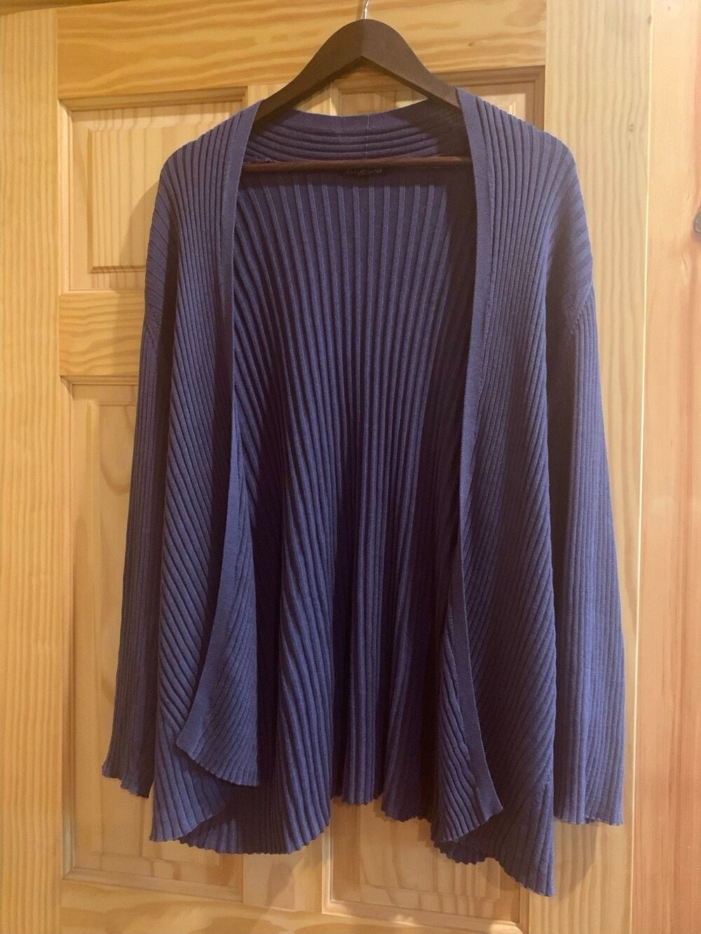 Eileen Fisher Womens Purple Open Cardigan Sweater Size XL Tencel Organic Cotton